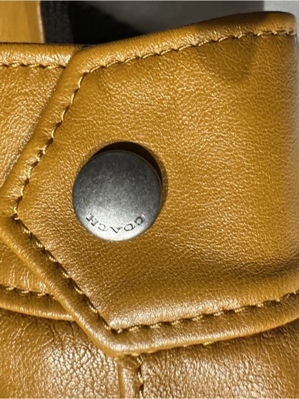 Coach Women's Cognac Leather Bomber Jacket with Dark Rib Hem - Picture 5 of 7